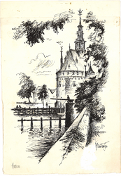 CMO00500-010 Zicht vanaf de haven in Hoorn met de Hoofdtoren en links het houten hoofd